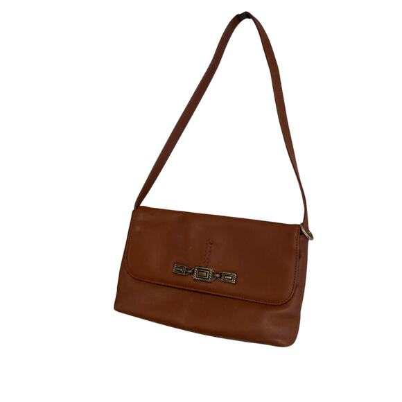 Y2K Reflexions by Montana Silversmiths Brown Leather Flap Shoulder Handbag Purse - Picture 3 of 13